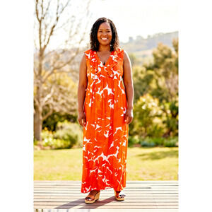 Sugarlips Tangerine Dream Bayla Deep V Maxi Dress. XL Plus